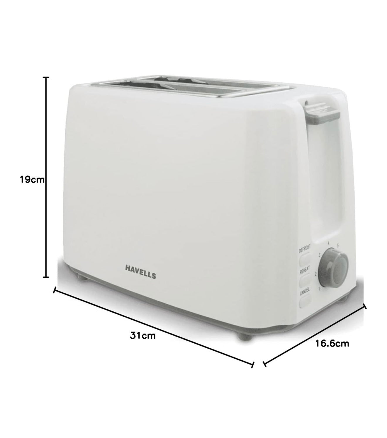 Havells Crisp Plus Pop-Up Toaster, White, 750 Watts