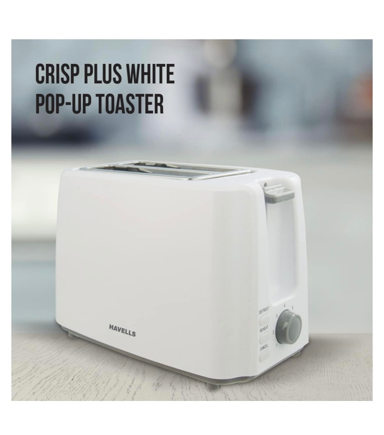 Havells Crisp Plus Pop-Up Toaster, White, 750 Watts