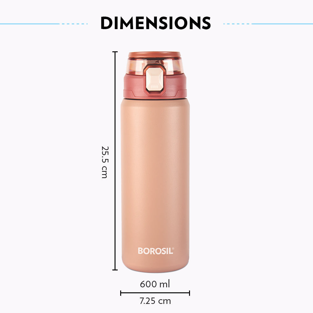 Aquasport Insulated Bottle, 600ml, Peach