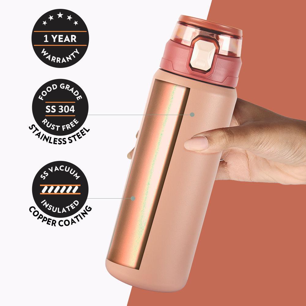 Aquasport Insulated Bottle, 600ml, Peach