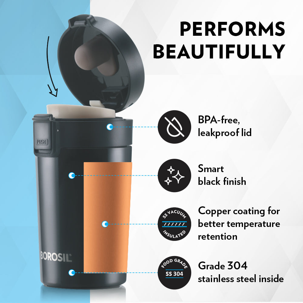Borosil Coffeemate Insulated Mug, 380ml