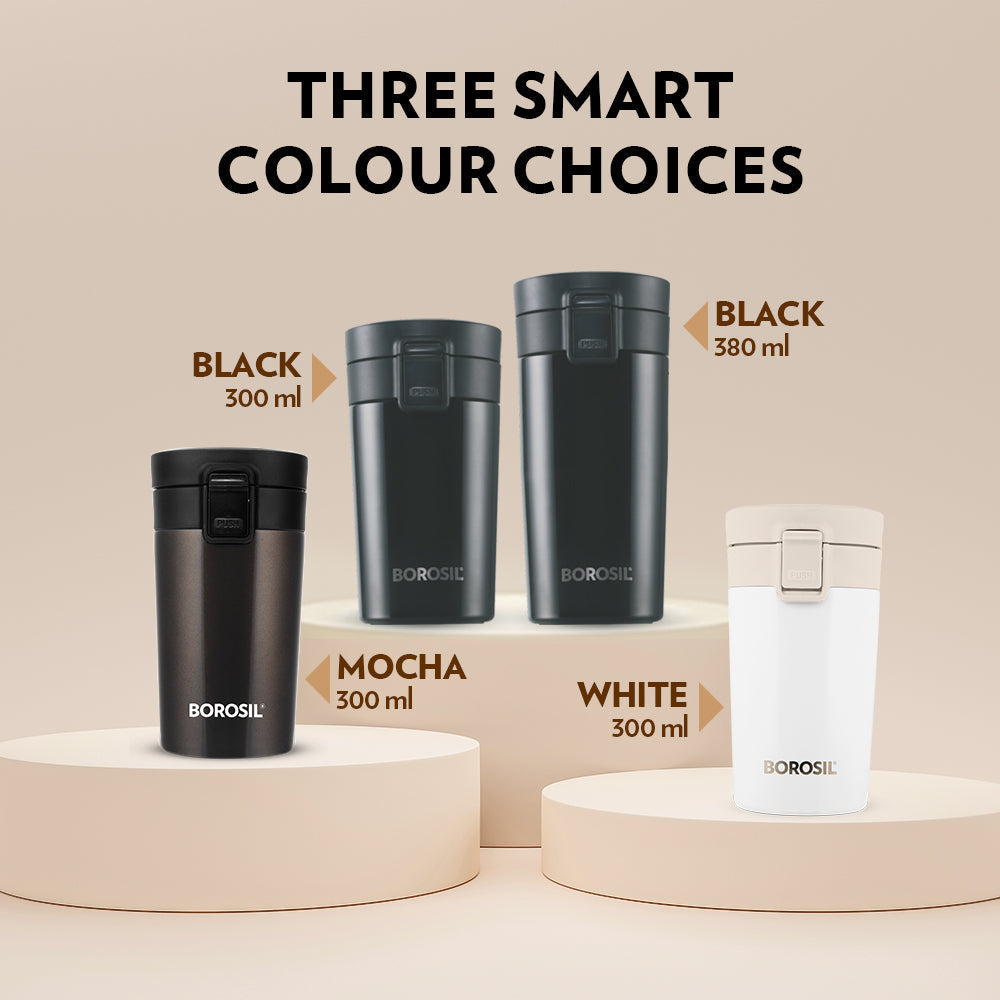 Borosil Coffeemate Insulated Mug, White, 300ml
