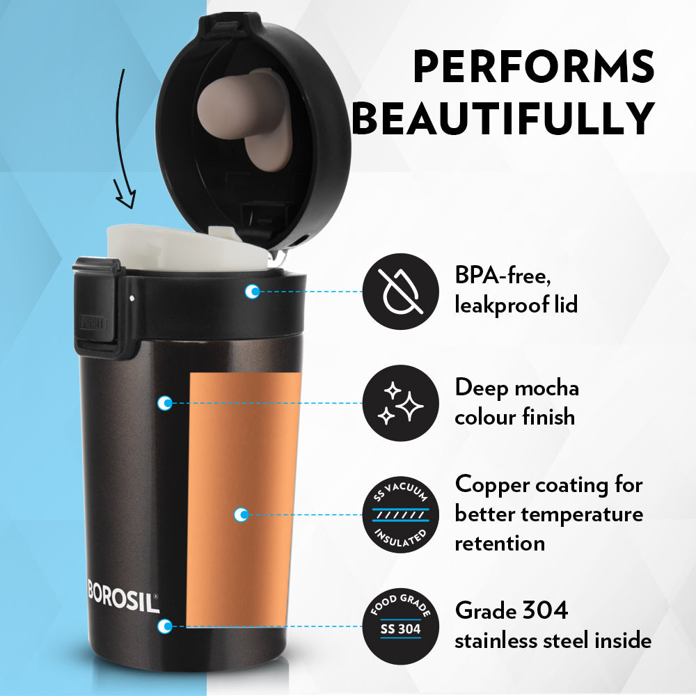 Borosil Coffeemate Insulated Mug, Mocha, 300ml