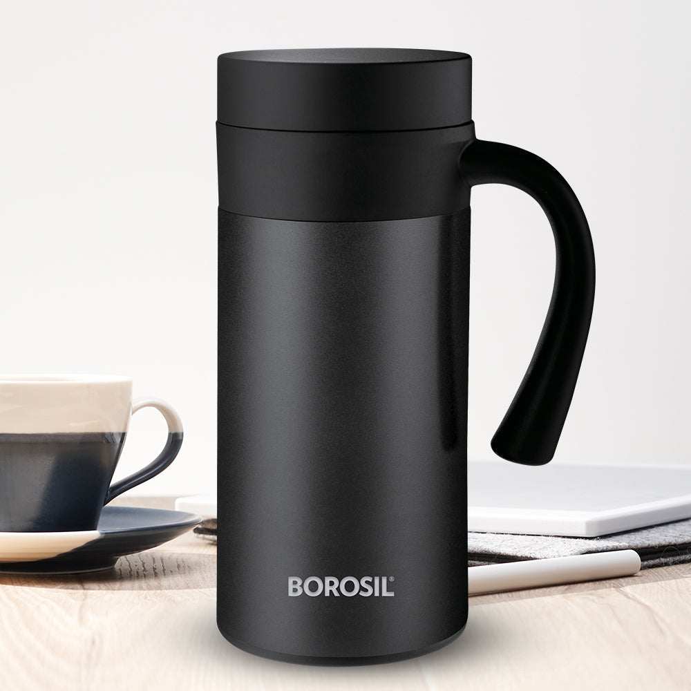 Borosil CafeTime Insulated Mug, Black, Personalise, 400ml