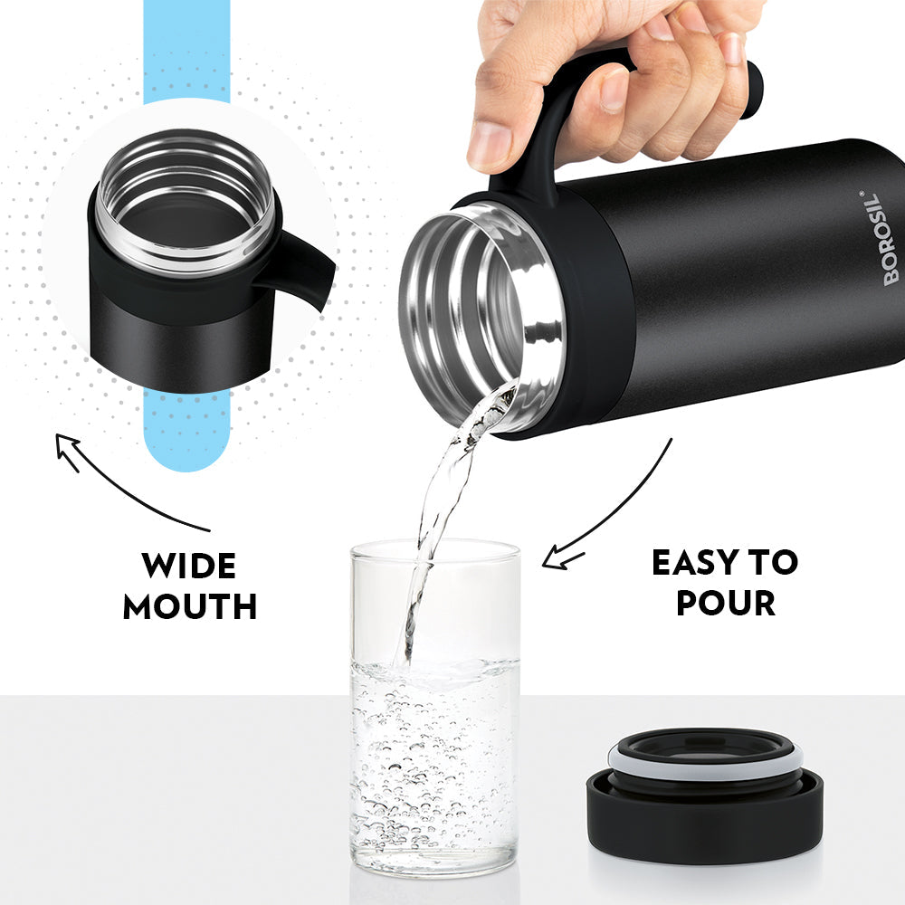 Borosil CafeTime Insulated Mug, Black, Personalise, 400ml