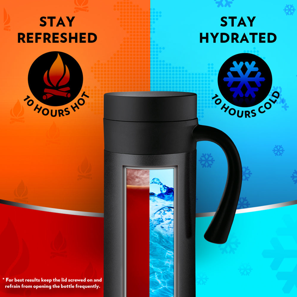 Borosil CafeTime Insulated Mug, Black, Personalise, 400ml