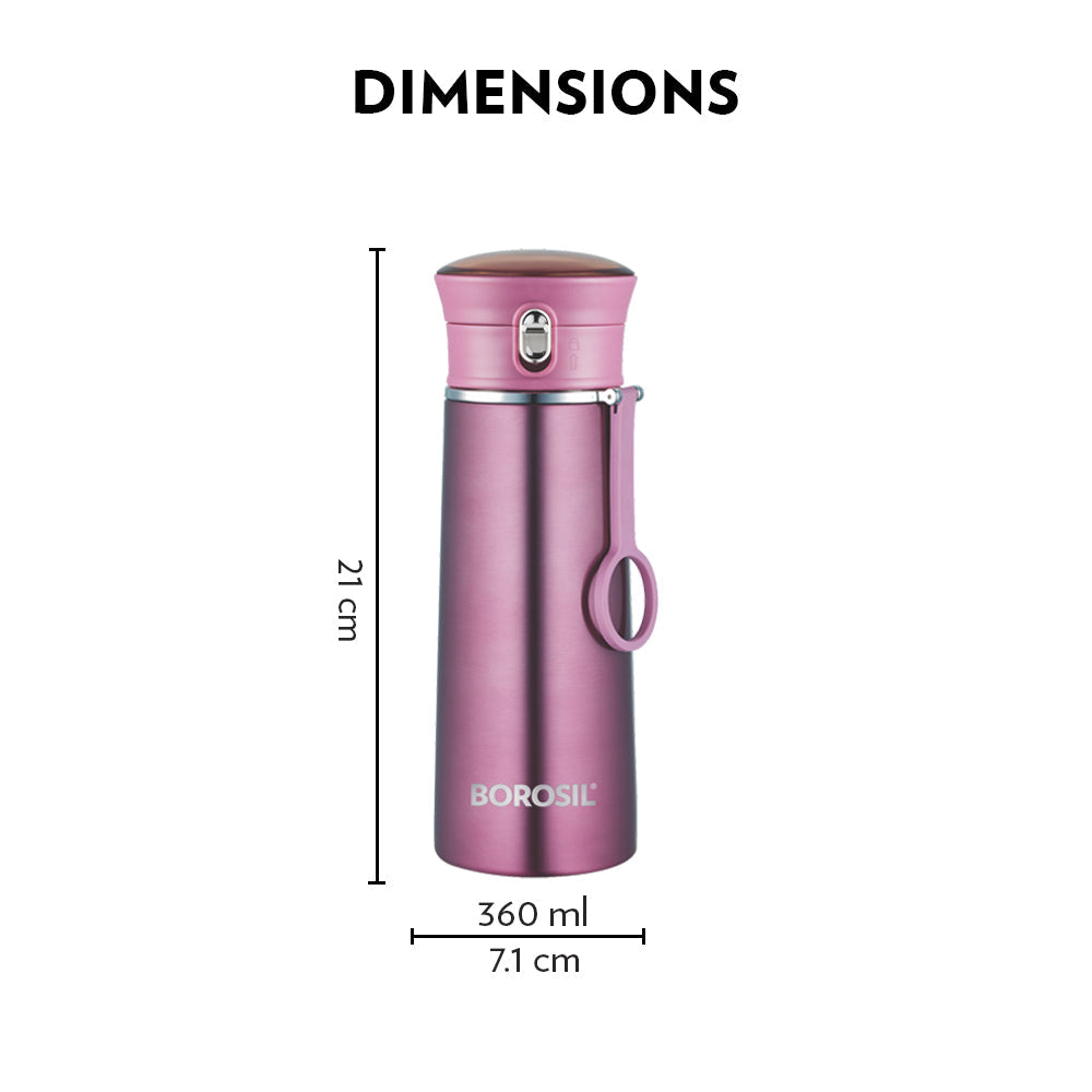 Borosil Travelease Purple, 360ml