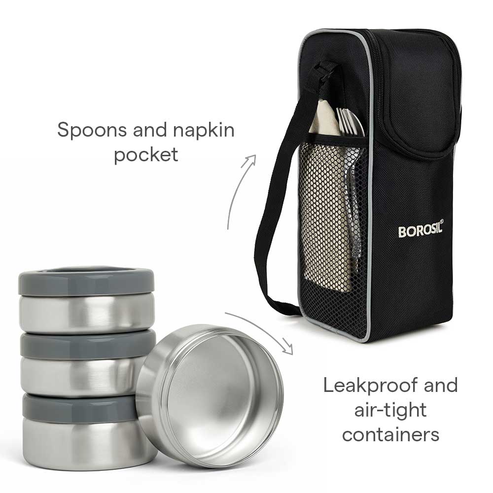 Borosil Hot n Fresh Lunchbox, 4 containers