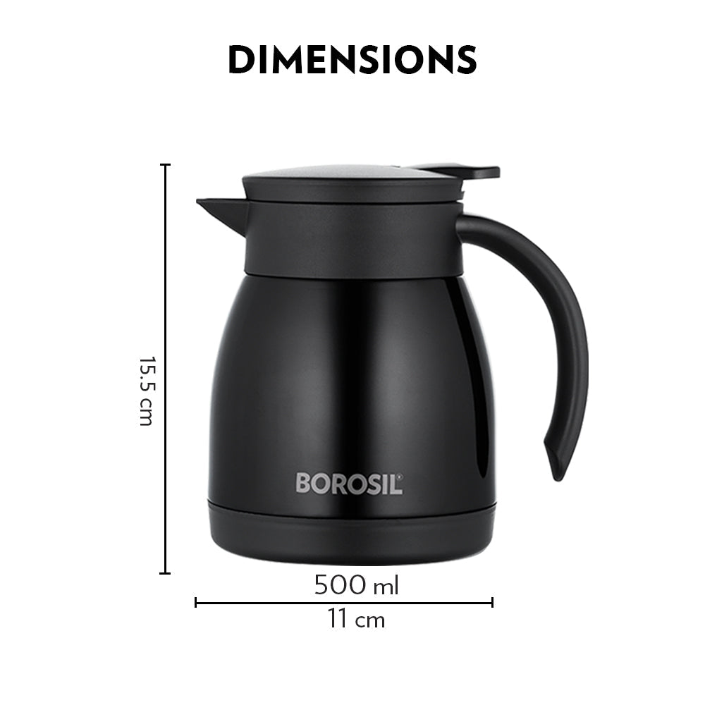 Borosil Insulated Tea Pot, Black, 500ml