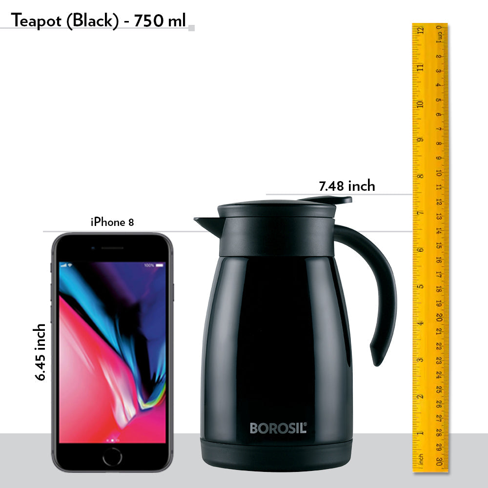 Borosil Insulated Tea Pot, Black, 750ml