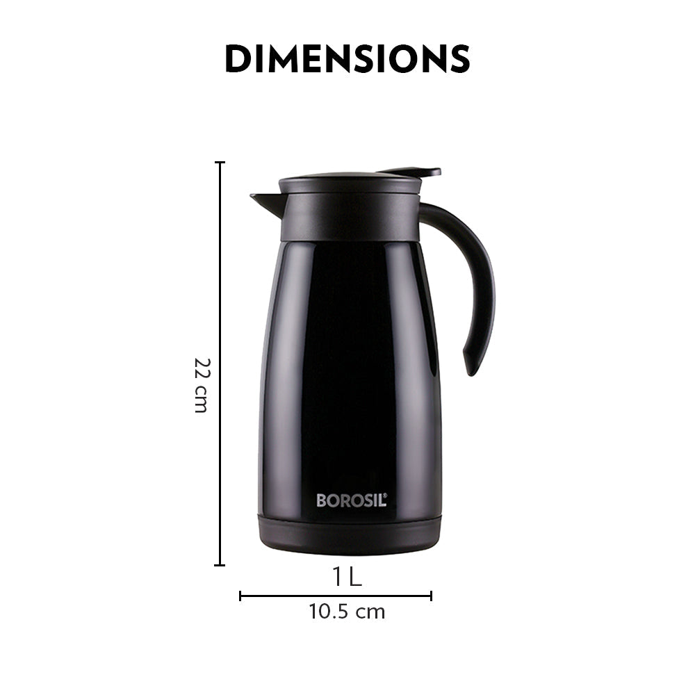 Borosil Insulated Tea Pot, Black, 1L