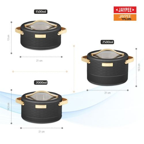 Jaypee Luxura Klass Casserole 3 Piece Set Black