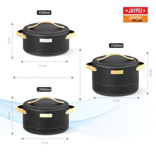 Jaypee Luxura Stainless Steel Casserole Set of 3 Black