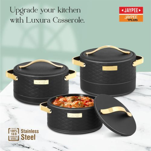 Jaypee Luxura Stainless Steel Casserole Set of 3 Black