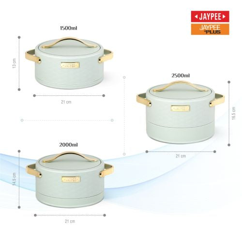 Jaypee Luxura Stainless Steel Casserole Set of 3 green