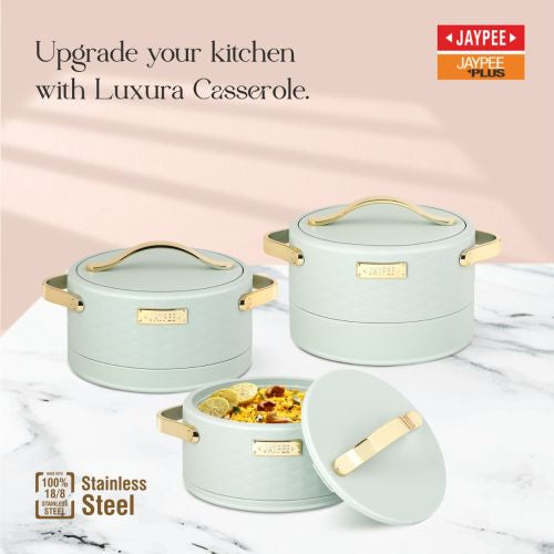 Jaypee Luxura Stainless Steel Casserole Set of 3 green