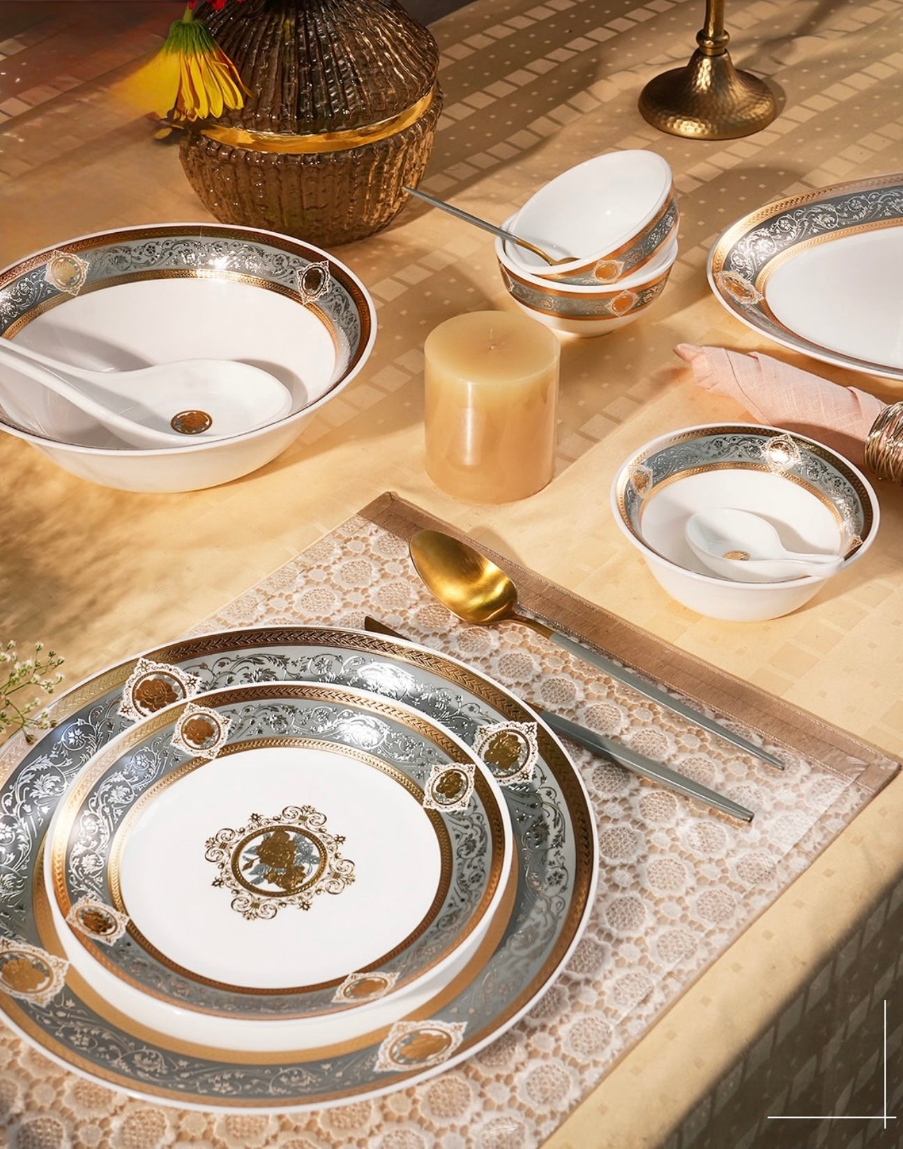 Opal-ware Gold Dinner Set 35 pcs