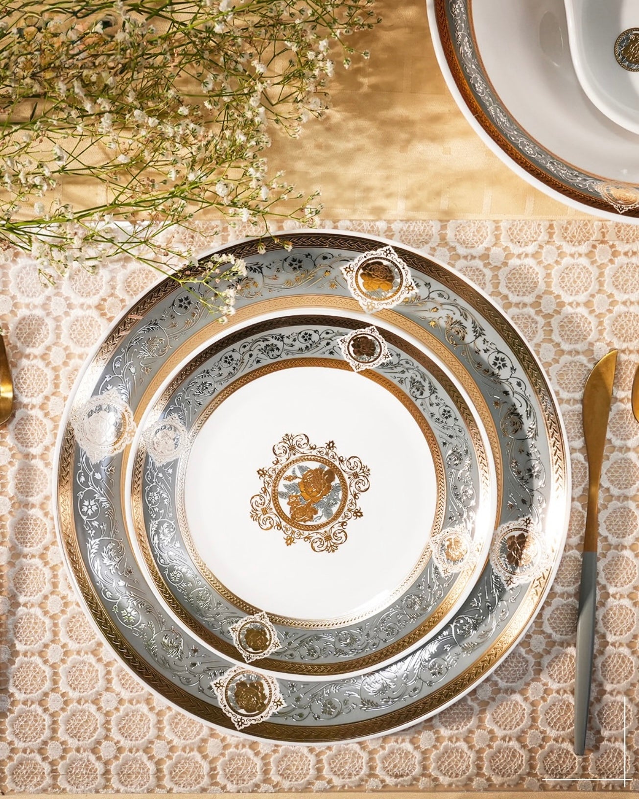 Opal-ware Gold Dinner Set 35 pcs