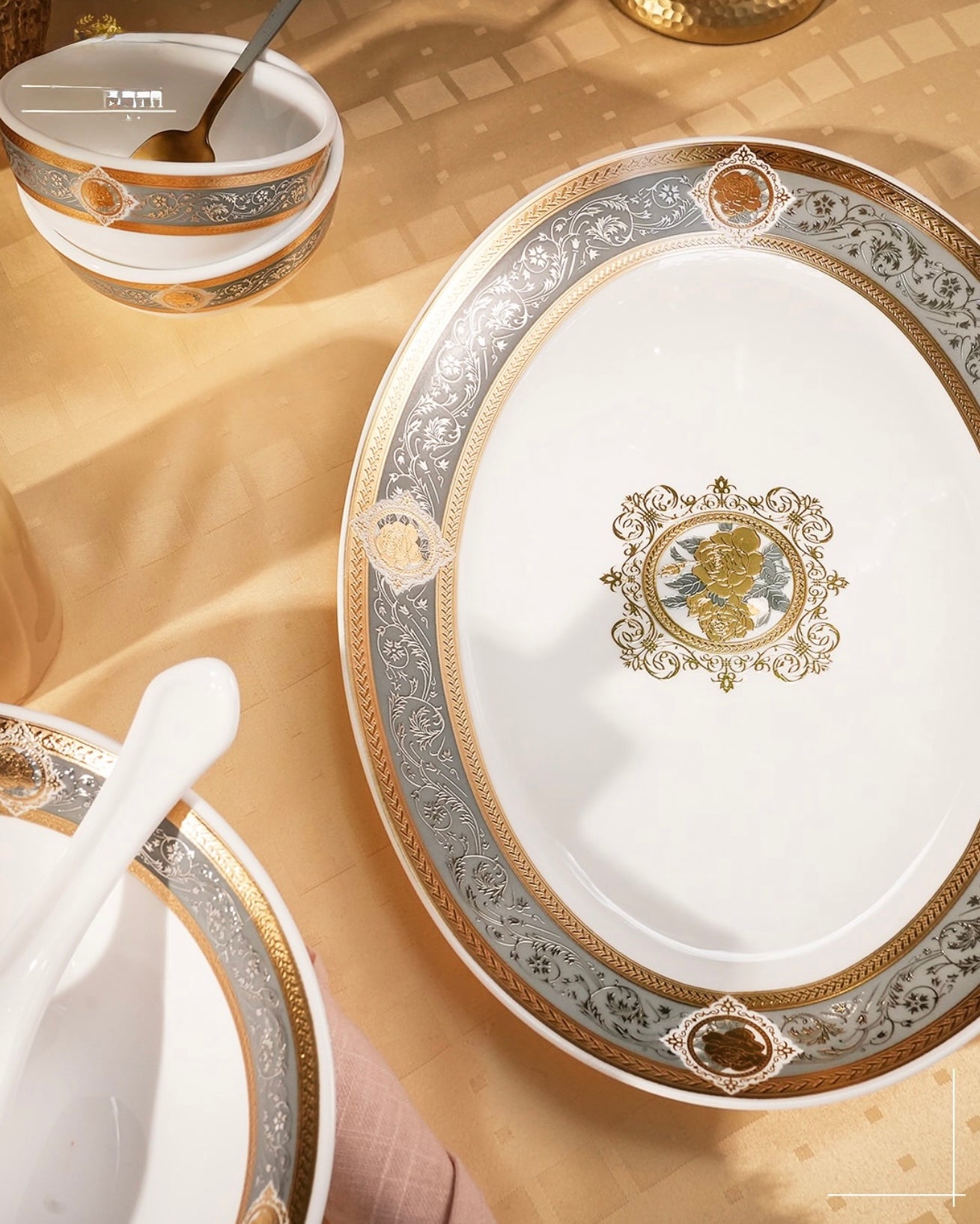 Opal-ware Gold Dinner Set 35 pcs