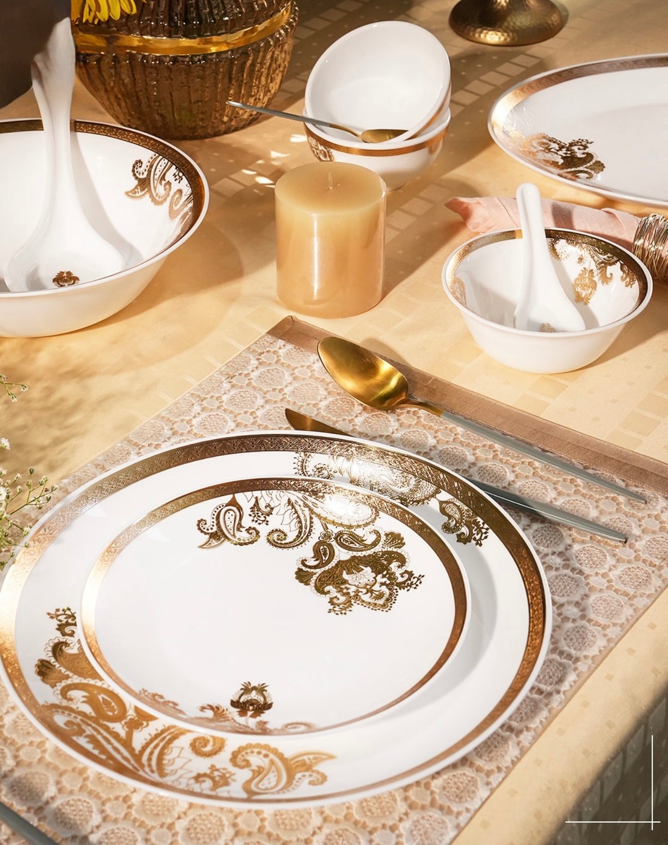 Opal-ware Gold Dinner Set 35 pcs