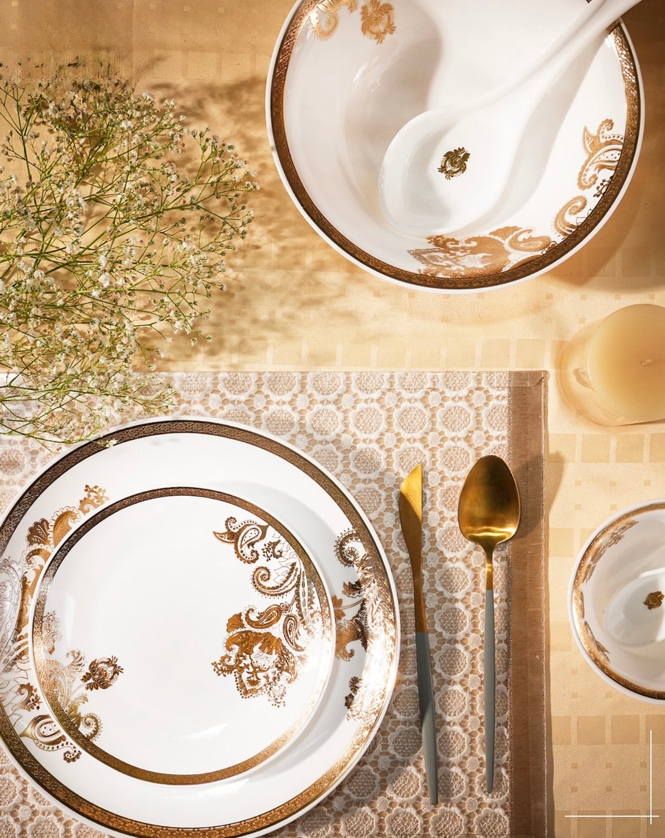 Opal-ware Gold Dinner Set 35 pcs