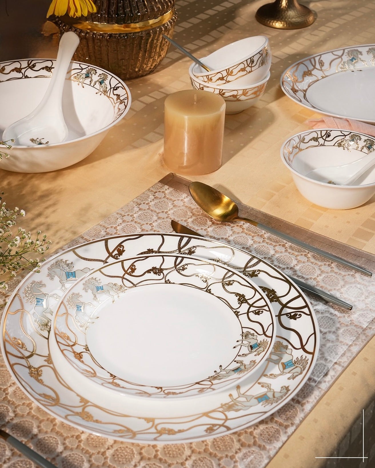Opal-ware Gold Dinner Set 35 pcs