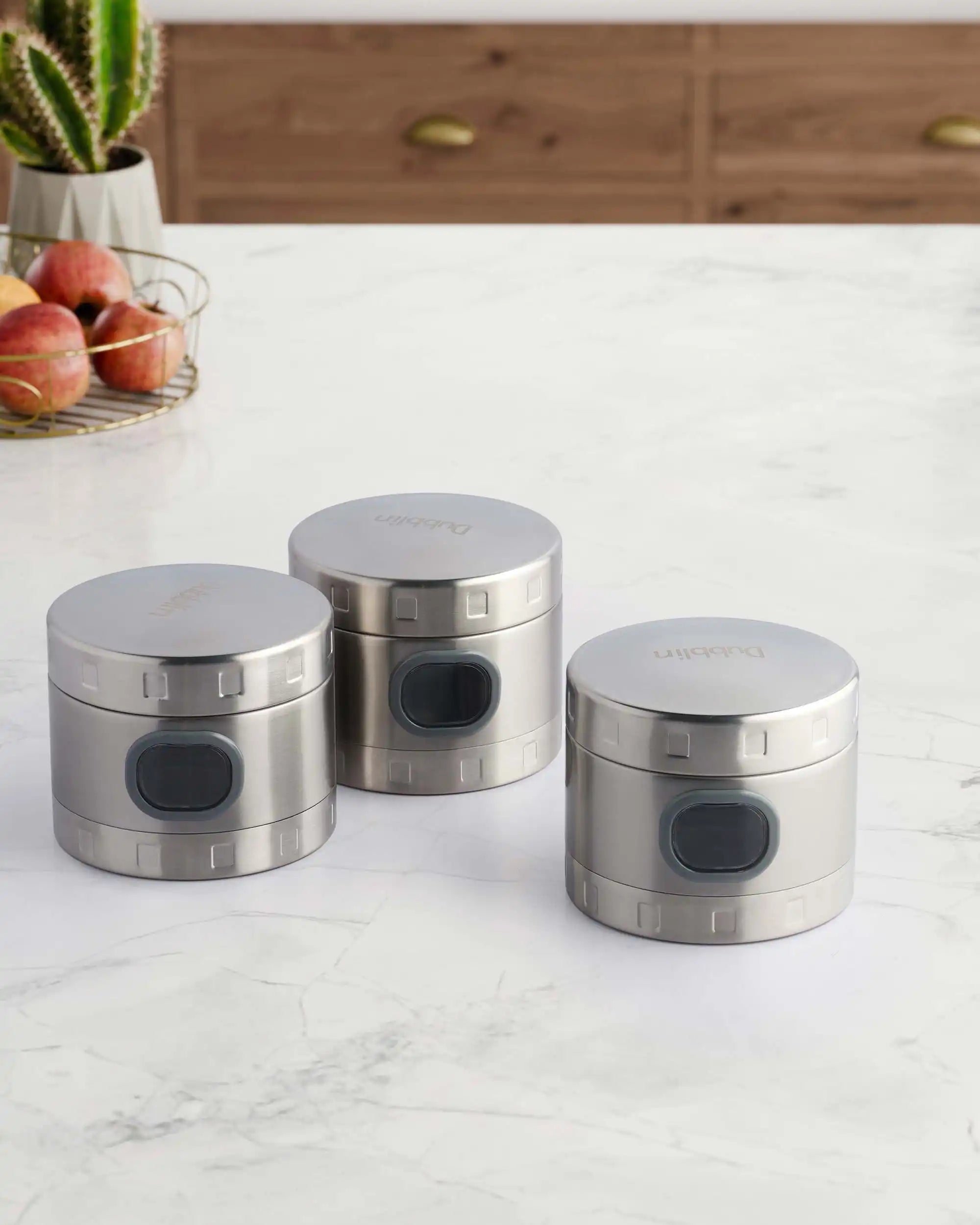 DUBBLIN Stainless Steel Storage jar container Fresher screw lid transparent visible window food safe steel Storage container 500 ml, 1 Piece, Silver