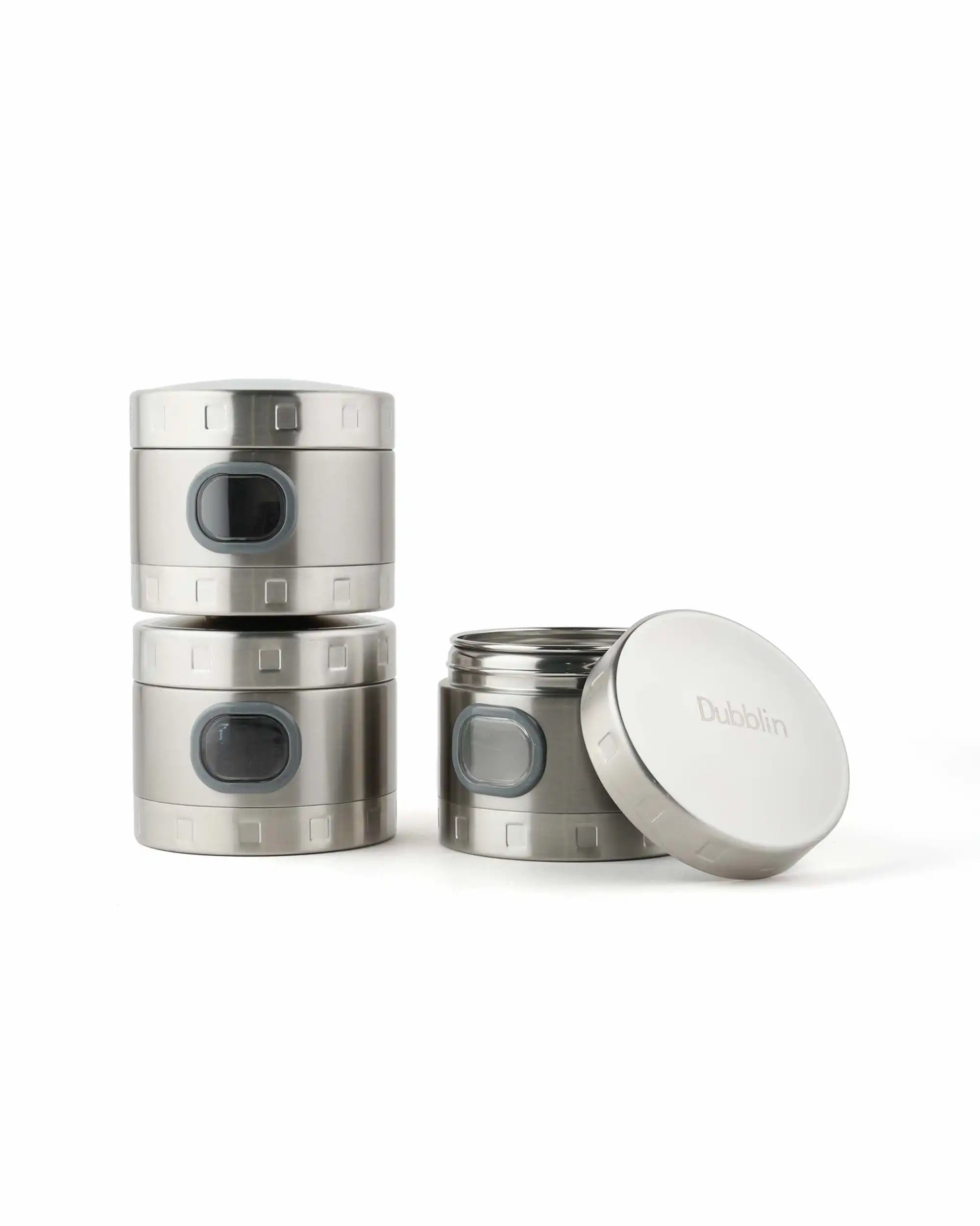 DUBBLIN Stainless Steel Storage jar container Fresher screw lid transparent visible window food safe steel Storage container 500 ml, 1 Piece, Silver