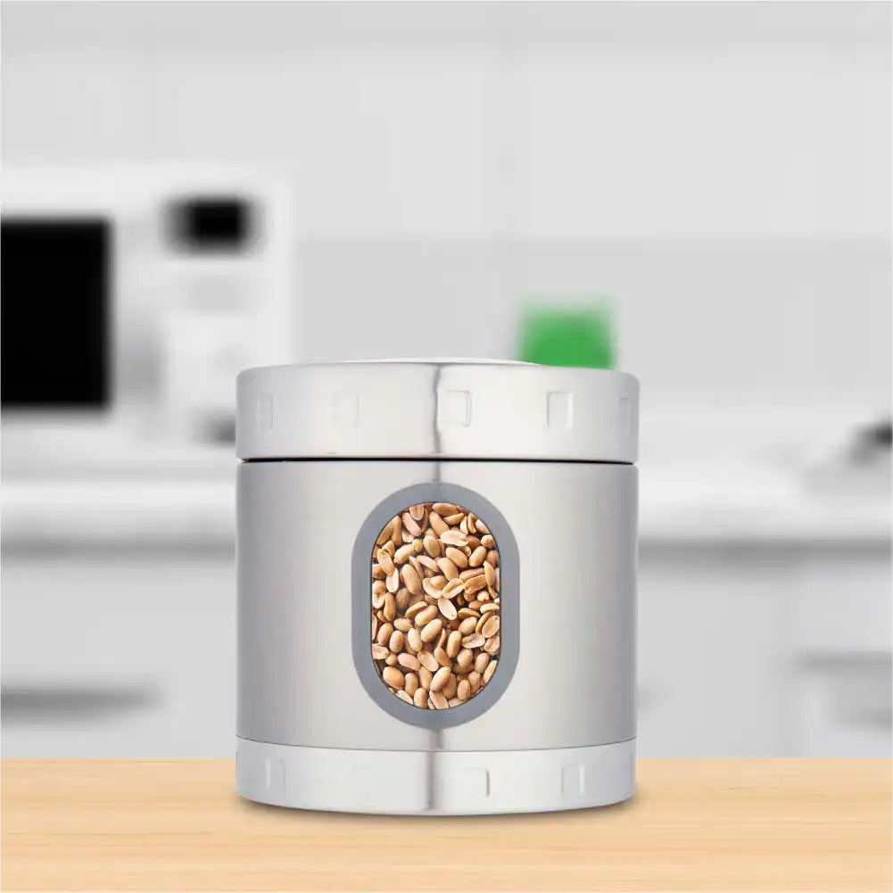 DUBBLIN Stainless Steel Storage jar container Fresher screw lid transparent visible window food safe steel Storage container 500 ml, 1 Piece, Silver
