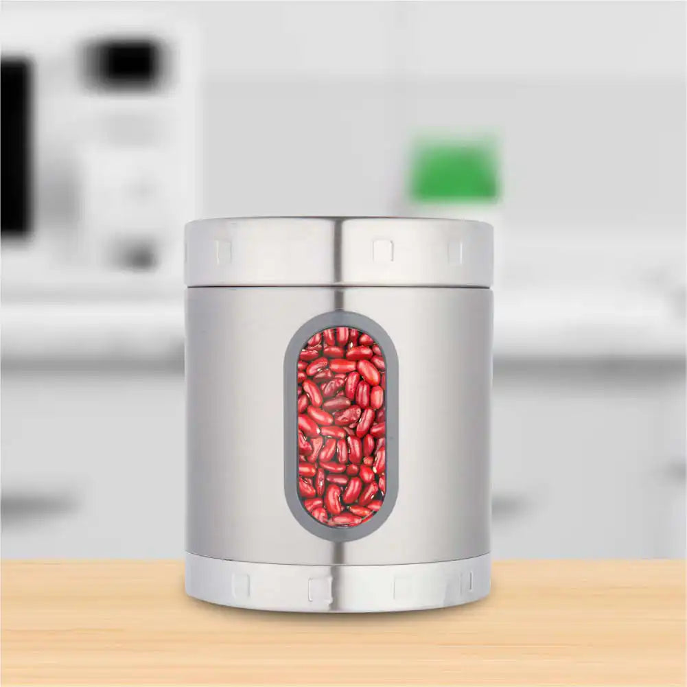 DUBBLIN Stainless Steel Storage jar container Fresher screw lid transparent visible window food safe steel Storage container 1000 ml, 1 Piece, Silver