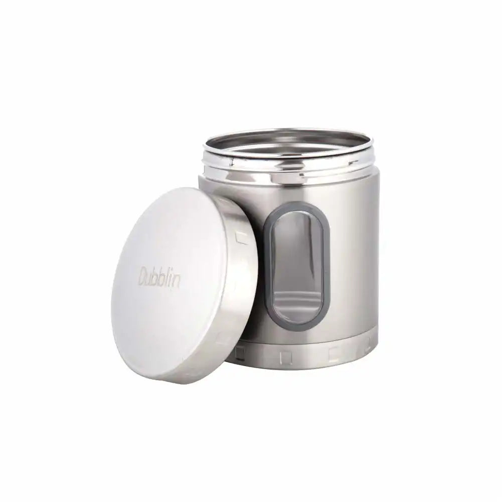 DUBBLIN Stainless Steel Storage jar container Fresher screw lid transparent visible window food safe steel Storage container 1000 ml, 1 Piece, Silver