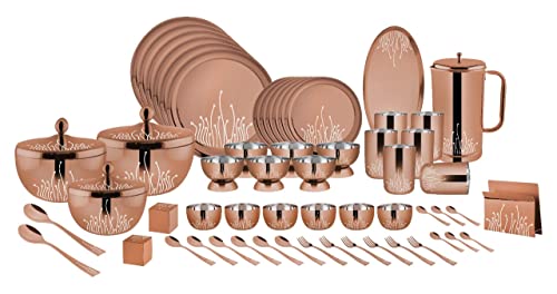 FnS LEHEREN Stainless Steel Rose Gold Dinner Set (60pcs)
