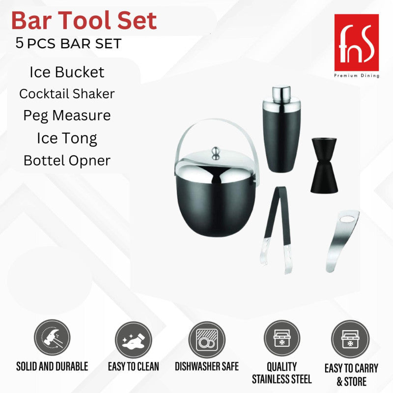 FnS Black Finish 5 Pc Bar Set