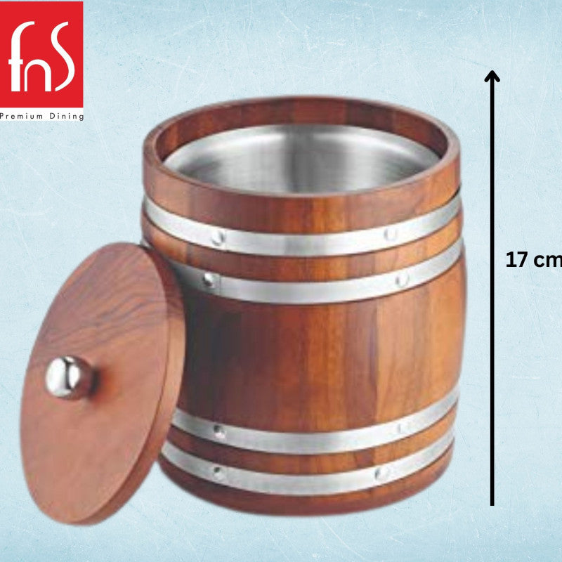 FnS Wooden Finish Stainless Steel Ice Bucket