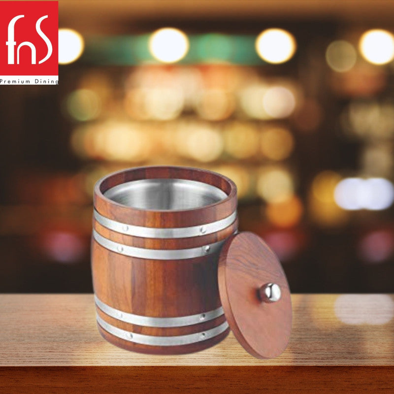 FnS Wooden Finish Stainless Steel Ice Bucket