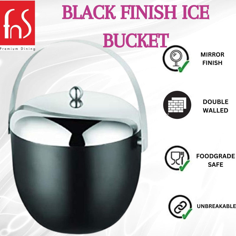 FnS Stainless Steel Apple Ice Bucket (Black)