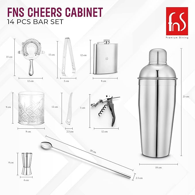 FNS Cheers Cabinet 14 pcs bar Set