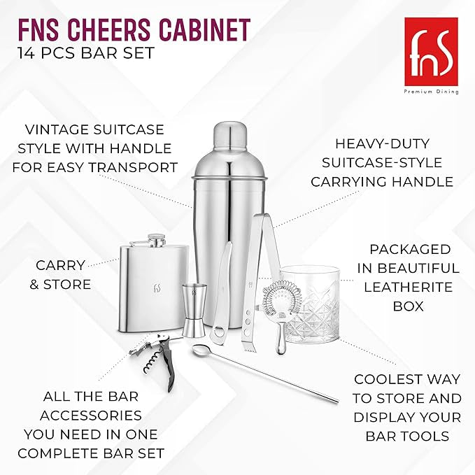 FNS Cheers Cabinet 14 pcs bar Set