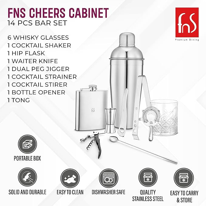 FNS Cheers Cabinet 14 pcs bar Set