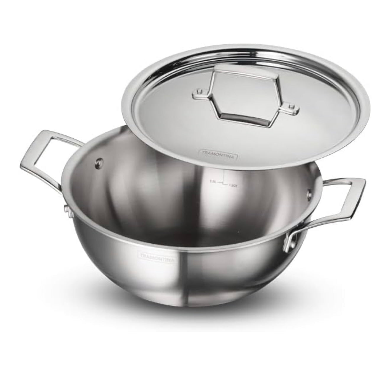 TRAMONTINA Aeion Triply Stainless Steel Deep Kadai with Lid 26cm/4.7 L, Non Toxic, Induction Friendly, 10 Year Warranty
