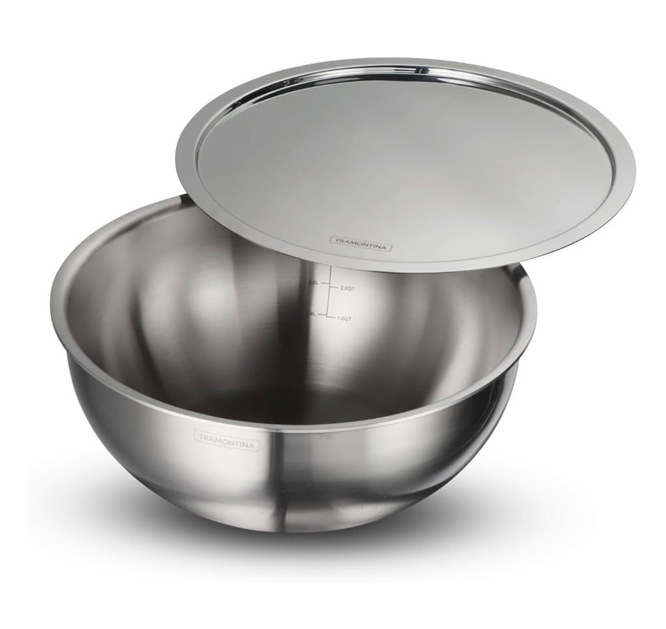 TRAMONTINA Aeion 26 cm TriPly Stainless Steel Tasla with Lid – 4.7L w/Measuring Scale, Non-Toxic, Induction Ready, NSF Certified, Superior Heat Retention & Even Heating, Serve 7-8, 10 Years Warranty