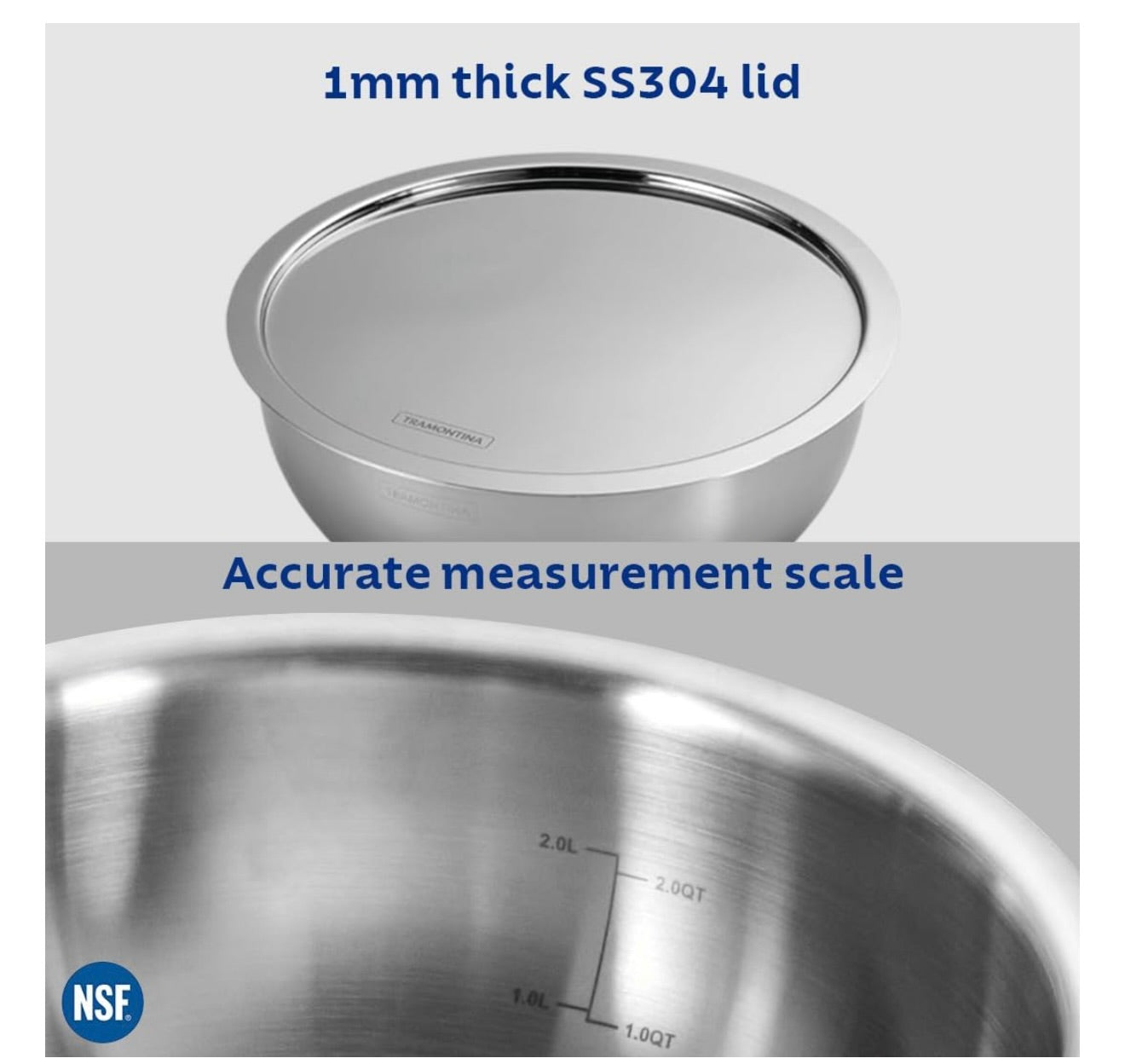 TRAMONTINA Aeion 28 cm TriPly Stainless Steel Tasla with Lid – 5.9L w/Measuring Scale, Non-Toxic, Induction Ready, NSF Certified, Superior Heat Retention & Even Heating, Serve 9-10, 10 Years Warrant