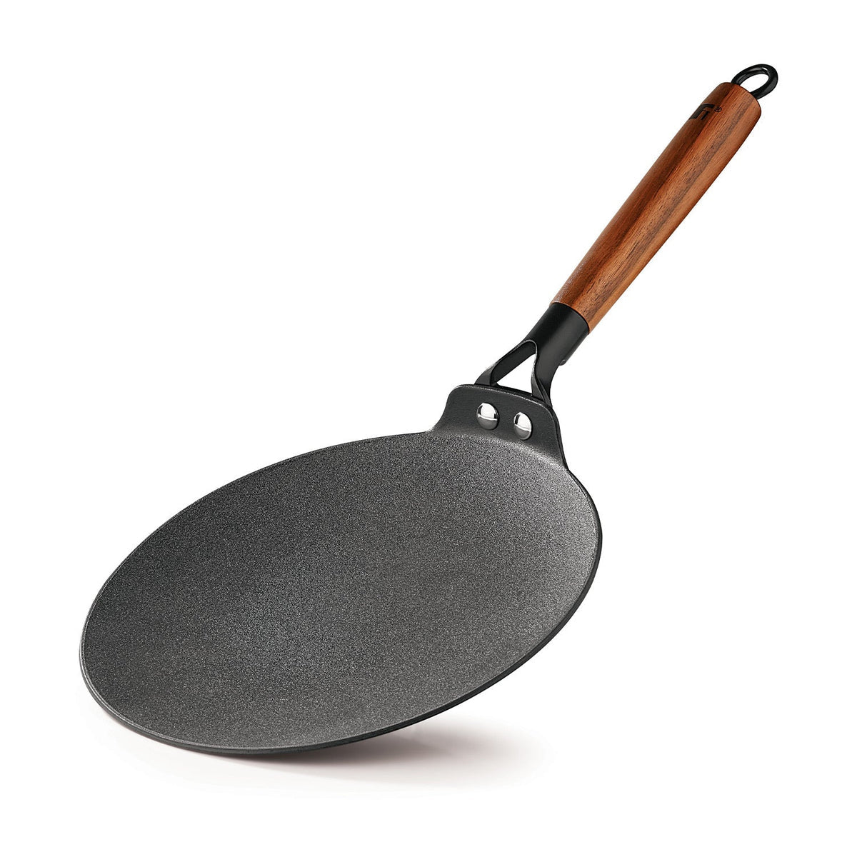 BERGNER Odin 26 cm Cast Iron Roti Tawa with Wooden Coated Handle, Loha Roti Tawa, for Chapatis/Rotis/Parathas, Rust Proof and Lightweight Iron, Enamel Finish, Induction Bottom and Gas Stove Ready