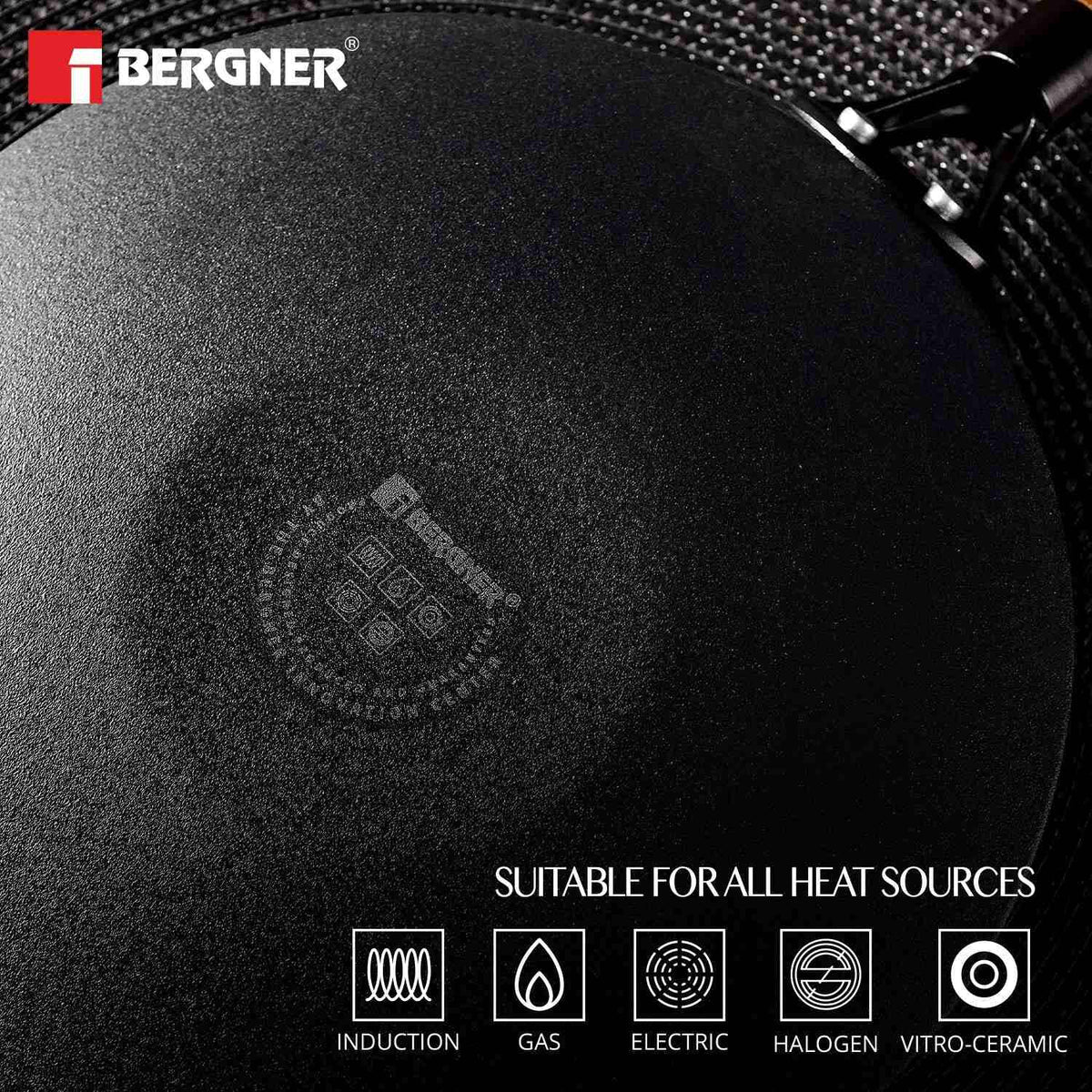 BERGNER Odin 26 cm Cast Iron Roti Tawa with Wooden Coated Handle, Loha Roti Tawa, for Chapatis/Rotis/Parathas, Rust Proof and Lightweight Iron, Enamel Finish, Induction Bottom and Gas Stove Ready