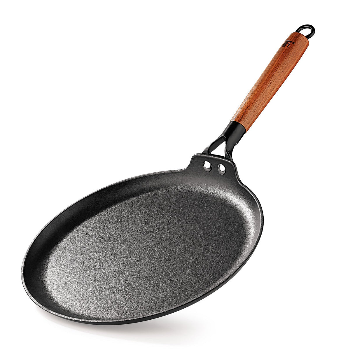 BERGNER Odin 30 cm Cast Iron Dosa Tawa with Wooden Coated Handle, Big Size Loha Dosa Tawa, Rust Proof and Lightweight Iron, Enamel Finish, Metal Spatula Safe, Induction and Gas Stove Ready