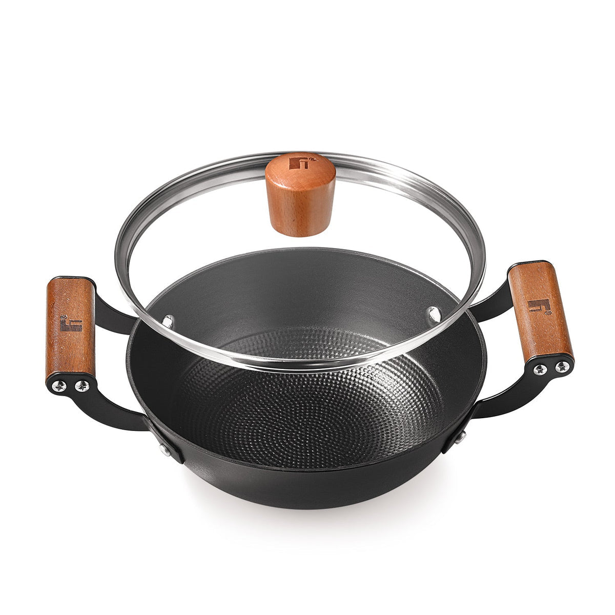 Bergner Odin 28 cm Cast Iron Kadai/Kadhai with Glass Lid, 3.3 L Capacity, For Deep-Fry/Stir-Fry/Curry/Roast/Grill/Serving, Lightweight and Rust Proof Iron, Enamel Finish, Induction and Gas Stove Ready