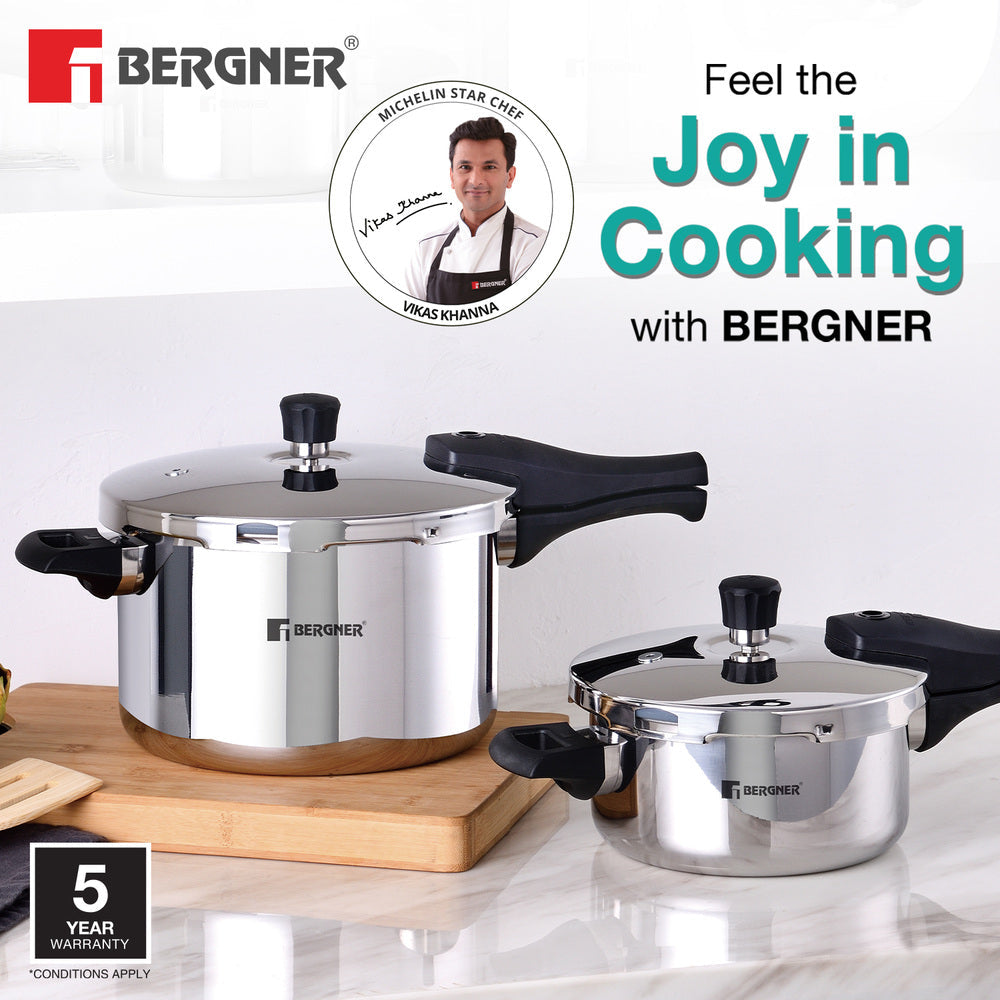 Bergner 3.5L Argent Elements Tri-Ply Stainless Steel Outer Lid Pressure Cooker
