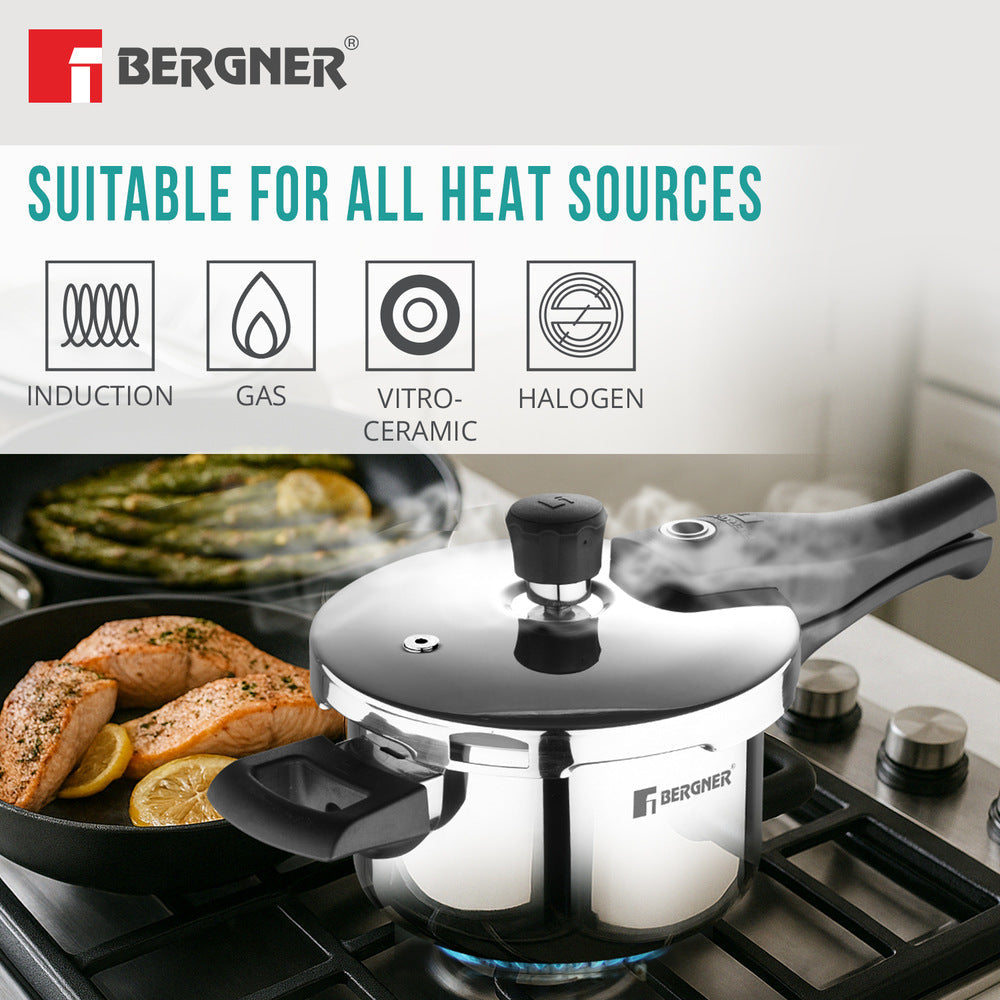 Bergner 3.5L Argent Elements Tri-Ply Stainless Steel Outer Lid Pressure Cooker