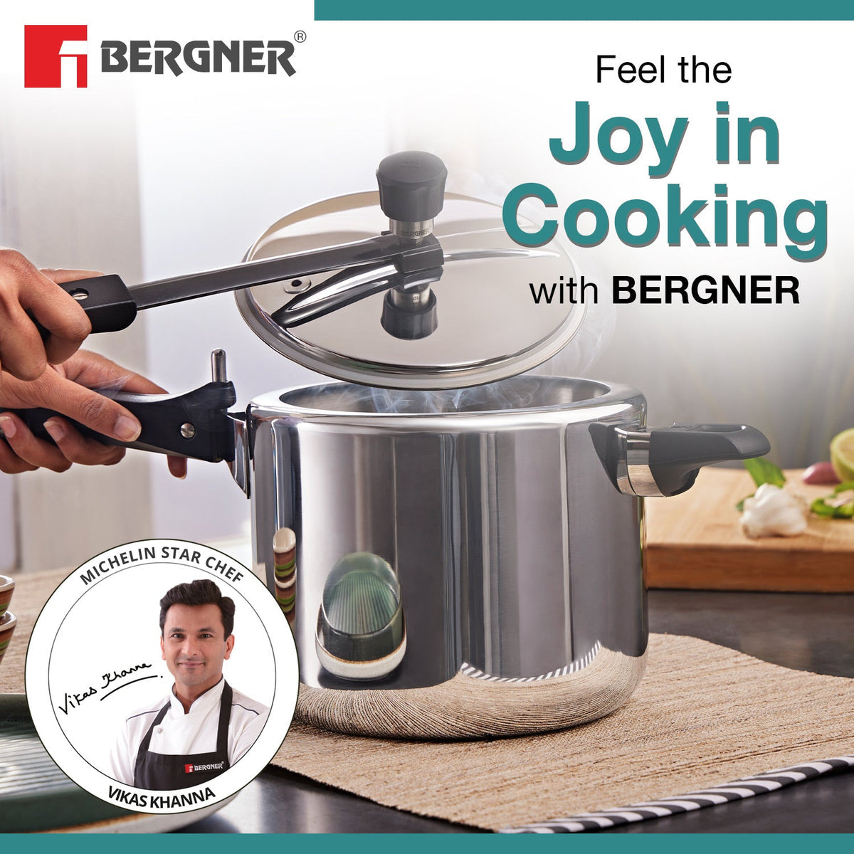 Bergner 3.5L Argent Tri-Ply 18/10 Stainless Steel Inner Lid Pressure Cooker
