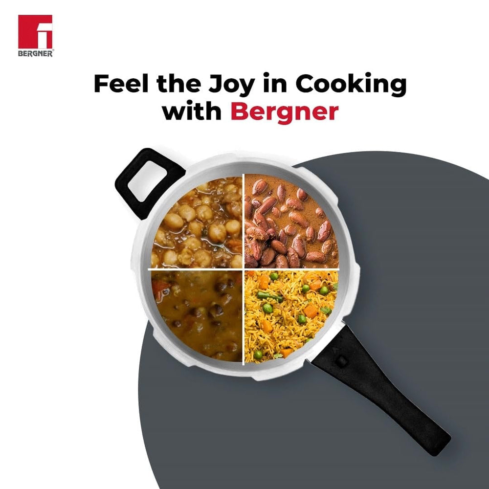 Bergner 1.5L Trimax Stainless Steel Outer Lid Pressure Cooker, Easy Locking - Induction Bottom ( 5-Year Warranty)